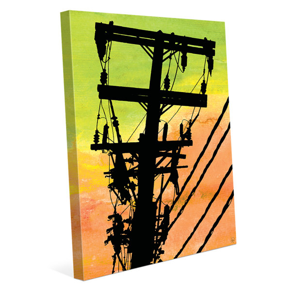 Click Wall Art 'Power Lines on Orange' Painting Print on Wrapped Canvas Wayfair